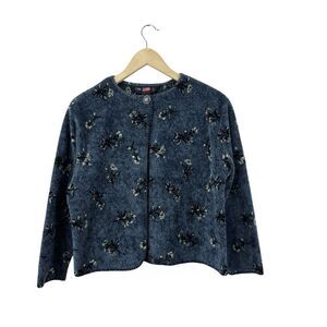 Black Diamond Small Fleece Jacket Blue 3/4 Sleeve Open Front Womens